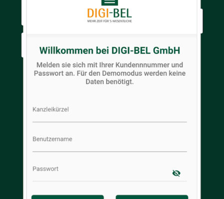 Screenshot zum Thema Digi-Bel-Mobile App